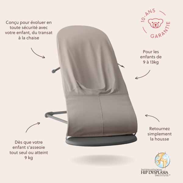Transat bébé balance Soft tissé jersey gris sable