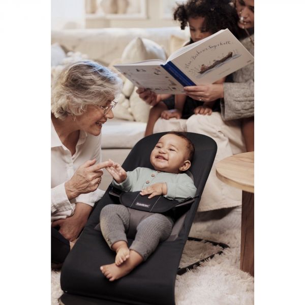 Transat bébé balance Soft tissé noir et gris foncé