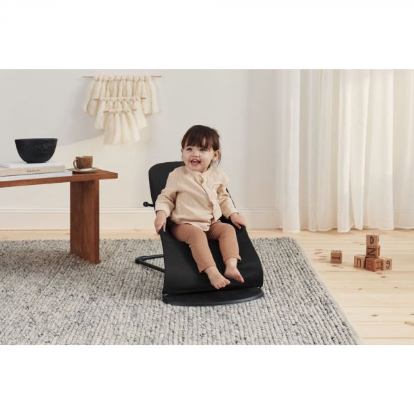 Transat bébé balance Soft tissé noir et gris foncé