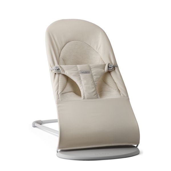 Transat bébé balance Soft tissé jersey Beige clair avec arche de jeu Yeux Espiègles