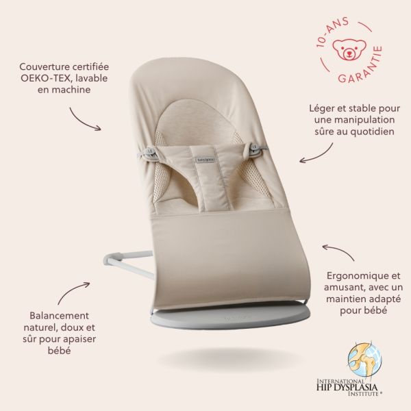 Transat bébé balance Soft tissé jersey Tri Fabric beige clair