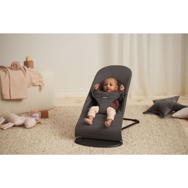 Transat bébé balance Soft tissé jersey gris foncé avec arche de jeu Yeux Espiègles
