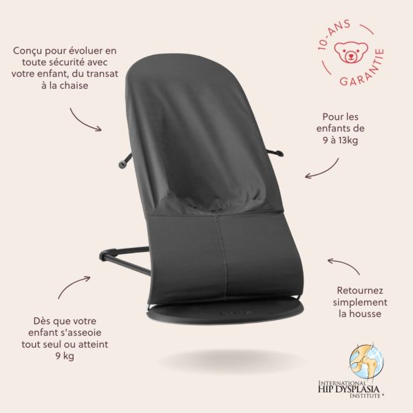 Transat bébé balance Soft tissé jersey Tri Fabric gris foncé