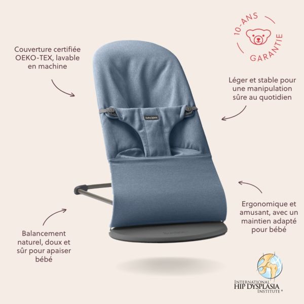 Transat bébé Bliss mélange tissé chiné Bleu