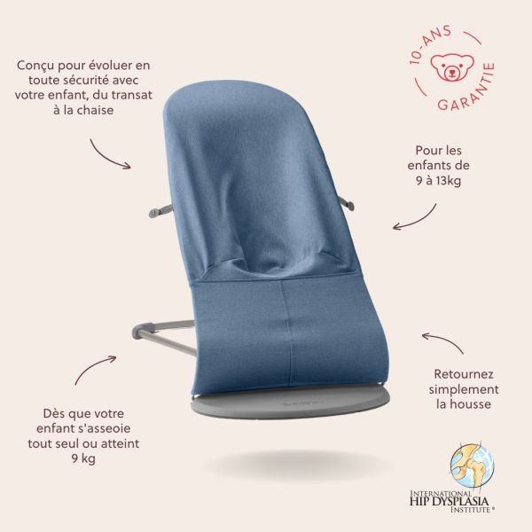 Transat bébé Bliss mélange tissé chiné Bleu