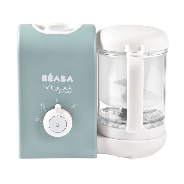 Robot Babycook Express Bleu baltique + Bavoir à manches évolutif et 2 en 1 Playful + Portion Verre Terracotta 150ml