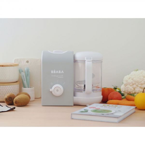 Robot Babycook Express Gris Velours + Bavoir à manches évolutif et 2 en 1 Sage green + Portion Verre Vert Sauge 150ml