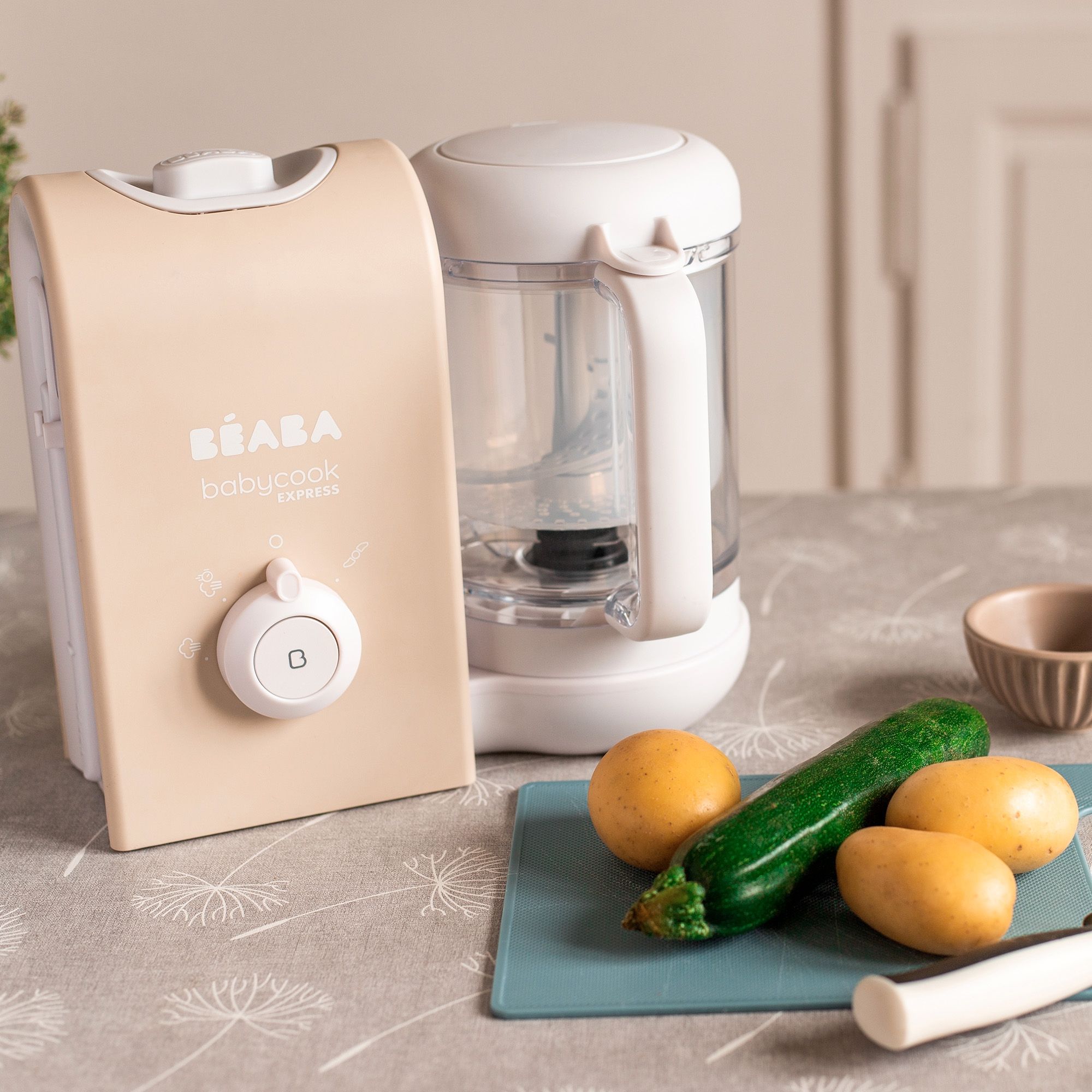 BEABA, Babycook express, robot bébé, 4 en 1 mixeur-cuiseur, terre d'argile