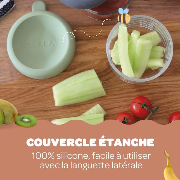 Robot Babycook Express Vert Sauge + Bavoir à manches évolutif et 2 en 1 Sage green + Portion Verre Vert Sauge 150ml