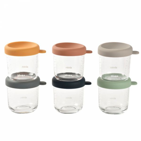 Robot Babycook Neo Eucalyptus + Coffret 6 portions verre 250ml Sunrise color mix + Lot de 4 cuillères 1er âge silicone Storm