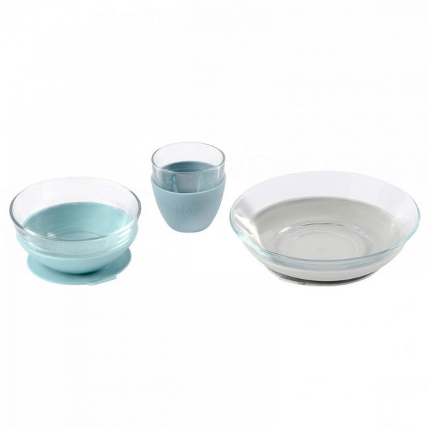Robot Babycook Neo Grey et white + Bavoir à manches évolutif et 2 en 1 Playful + Coffret repas verre Jungle