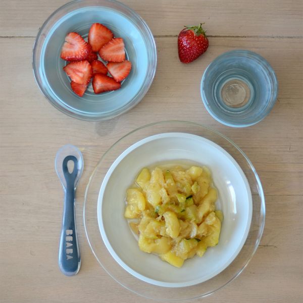 Robot Babycook Neo Grey et white + Bavoir à manches évolutif et 2 en 1 Playful + Coffret repas verre Jungle