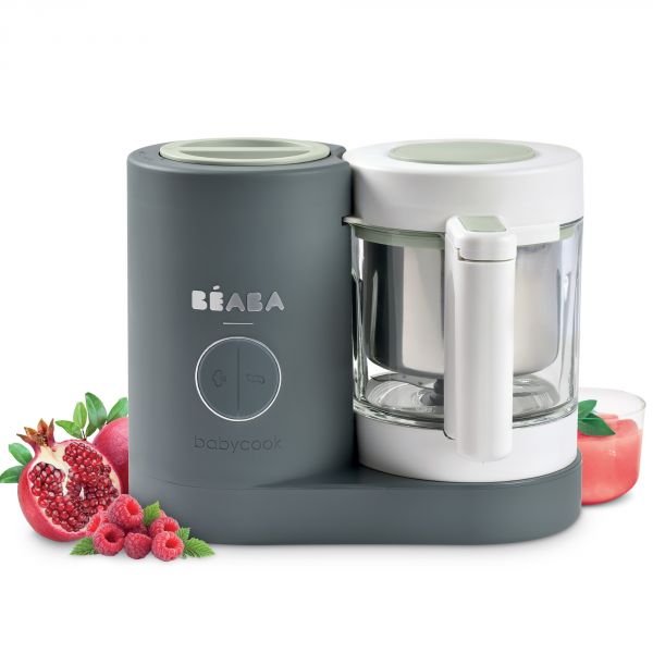 Robot Babycook Neo Gris mineral + Coffret 6 portions verre 250ml Sunrise color mix + Lot de 4 cuillères 1er âge silicone Storm