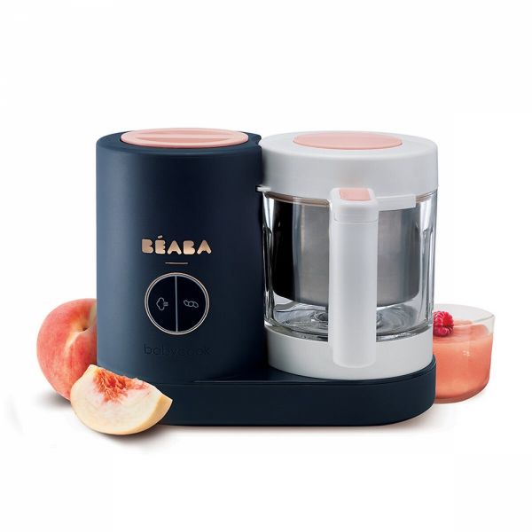 Robot Babycook Neo Night Blue + Bavoir à manches évolutif et 2 en 1 Playful + Coffret repas verre Jungle