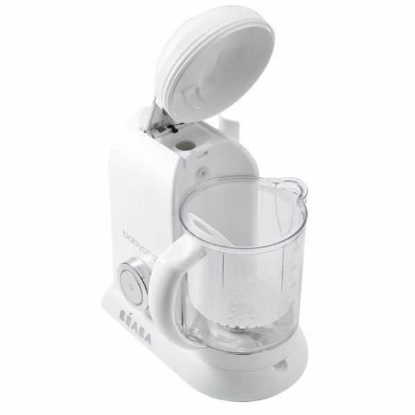 Robot Babycook Solo White et silver + Lot de 12 pots de conservation Eucalyptus + Coffret repas silicone 4 pièces eucalyptus