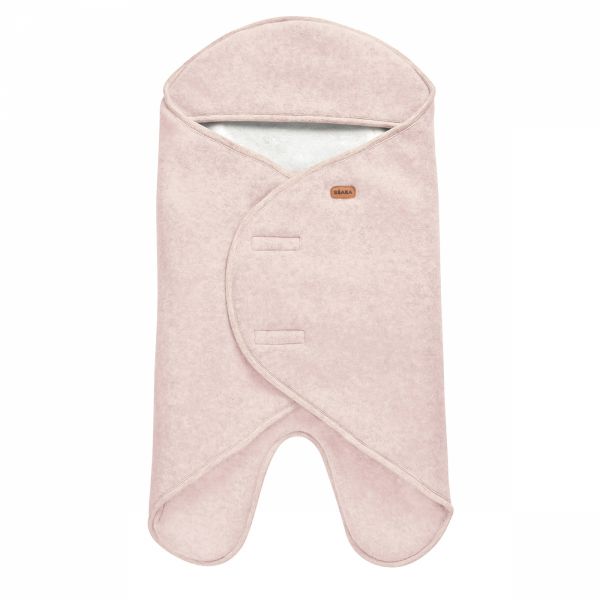 Couverture Babynomade double polaire 0-6 mois rose poudré blanc