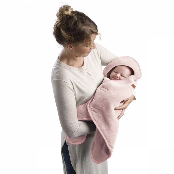 Couverture Babynomade double polaire 0-6 mois rose poudré blanc