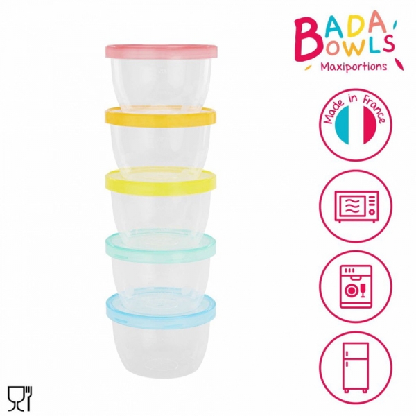 Lot de 5 pots de conservation Badabowls Maxi-portions - 5 X 250ml