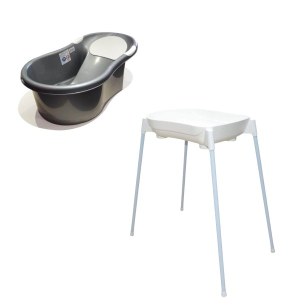 Pack baignoire 0-6 mois avec transat intégré + support de baignoire - argentée