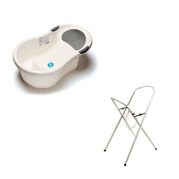 Baignoire 0-6 mois blanche avec transat intégré + petit support de baignoire