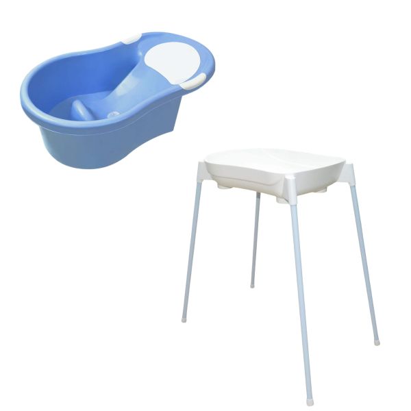 Pack baignoire 0-6 mois avec transat intégré + support de baignoire - bleu