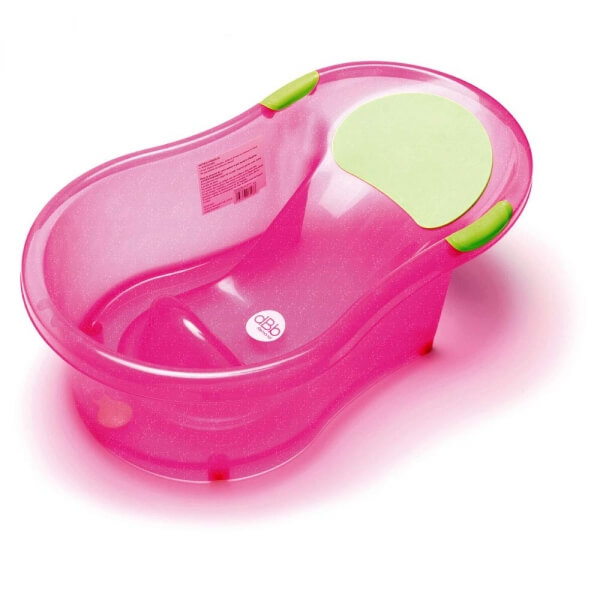 Baignoire 0-6 mois rose pailletée translucide + transat intégré