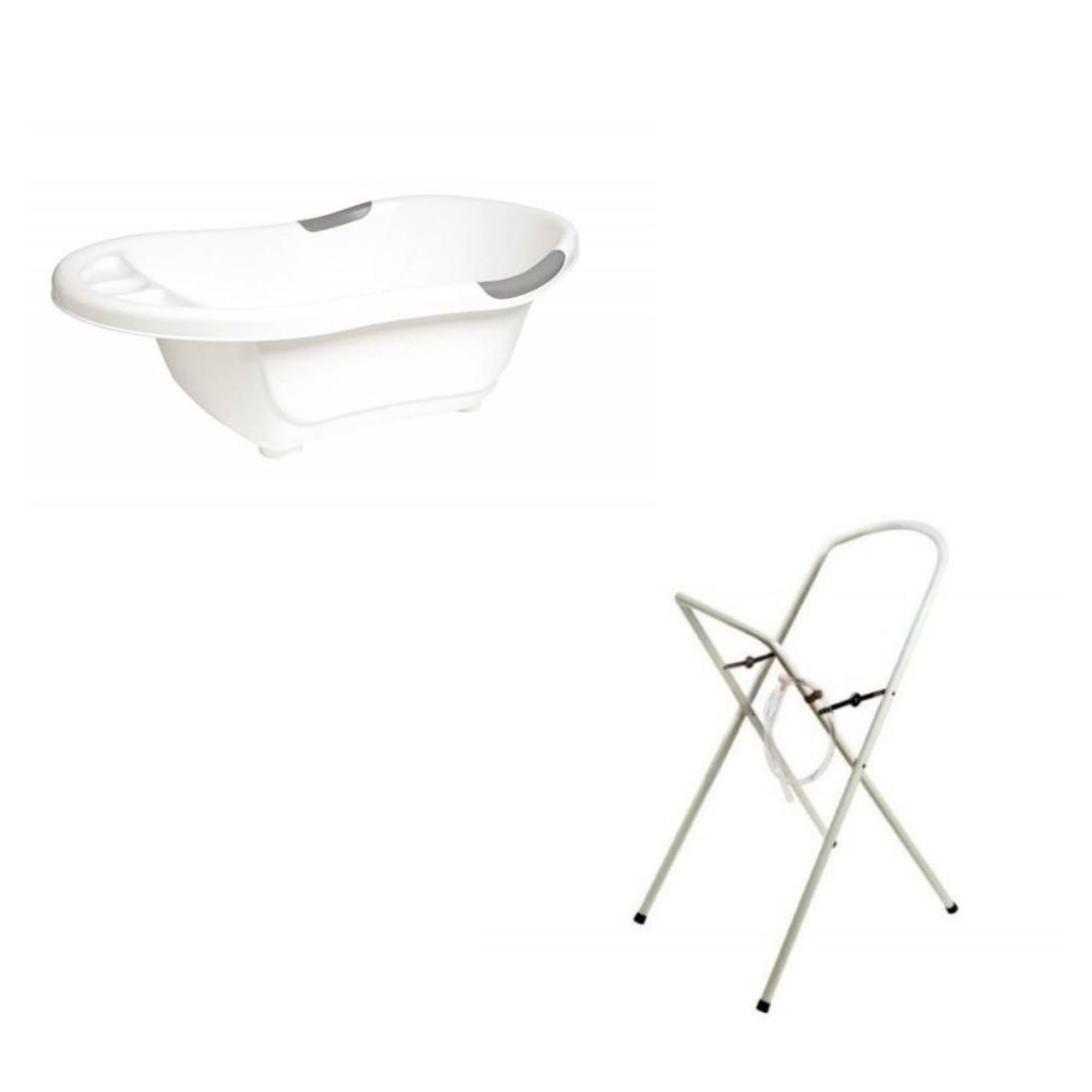 Baignoire bébé blanche avec vidange + grand support de baignoire - Made in  Bébé