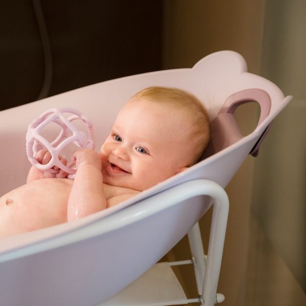 Baignoire Ourson Rose pastel + support de baignoire