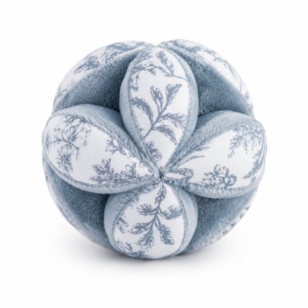 Balle de préhension bébé imprimée Toile de Jouy Bleu