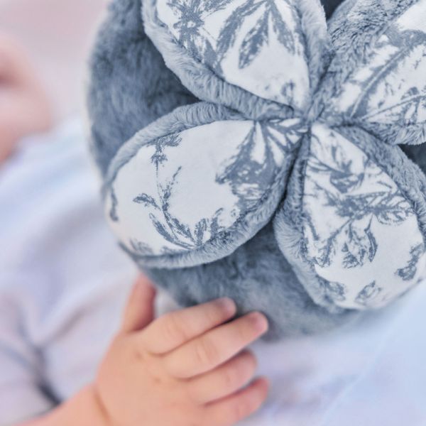 Balle de préhension bébé imprimée Toile de Jouy Bleu