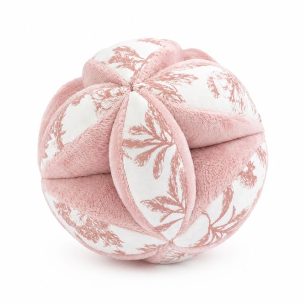 Balle de préhension bébé imprimée Toile de Jouy Rose