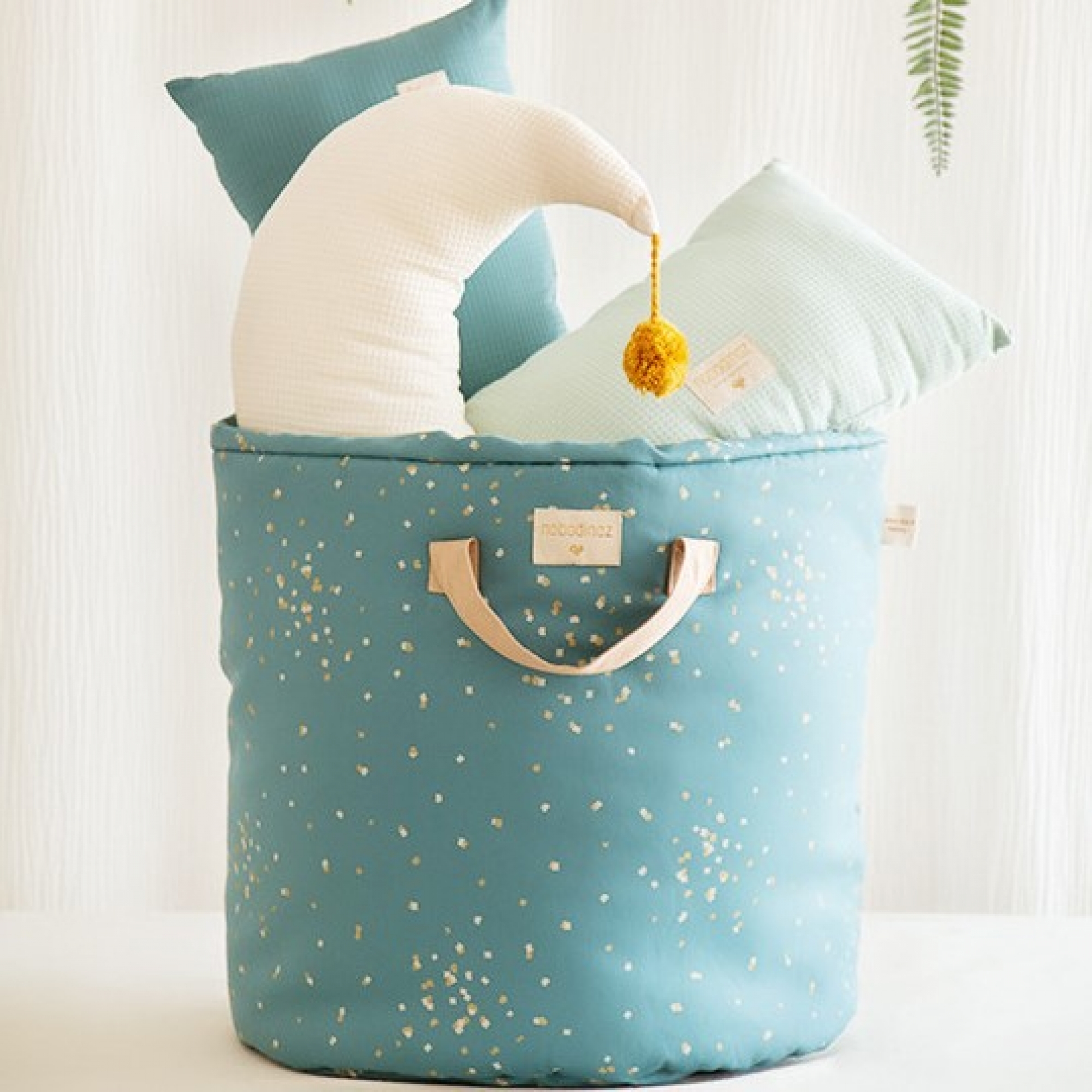 Nobodinoz Grand Sac A Jouet Bamboo Gold Confetti Magic Green Made In Bebe