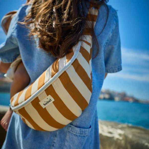 Sac banane à langer Rayure Camel