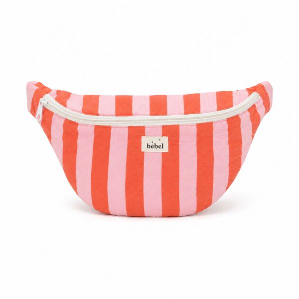 Sac banane à langer Rayure Rose/Orange