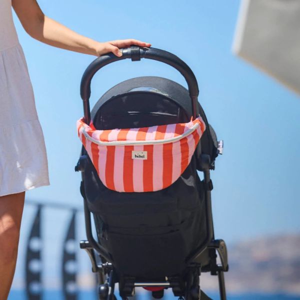 Sac banane à langer Rayure Rose/Orange