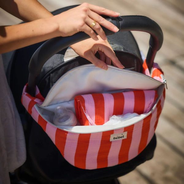 Sac banane à langer Rayure Rose/Orange