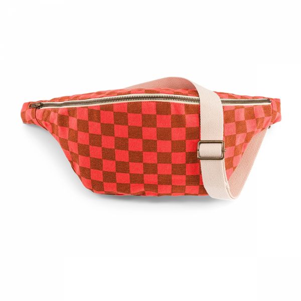 Sac banane Damier Corail et Caramel