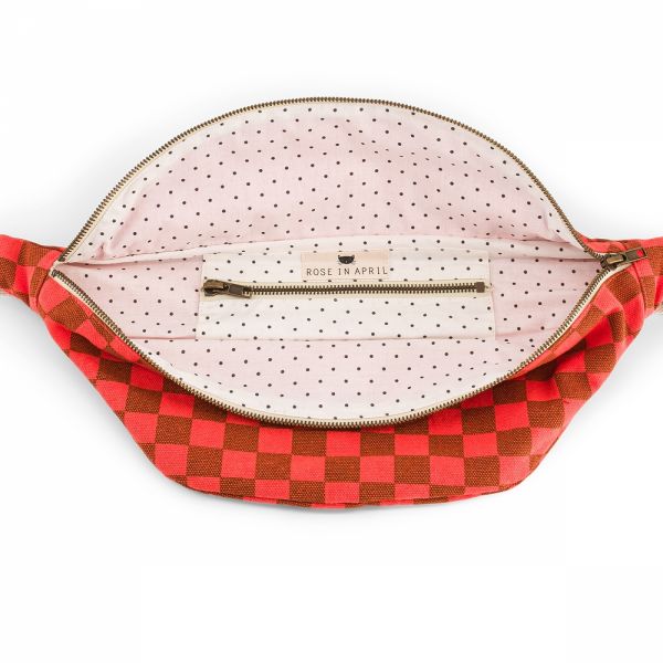 Sac banane Damier Corail et Caramel