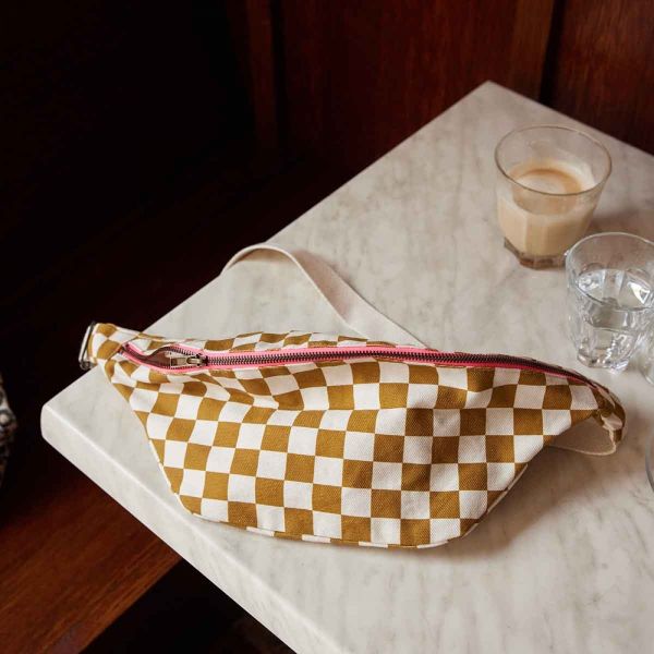 Sac banane Damier Washed et Caramel