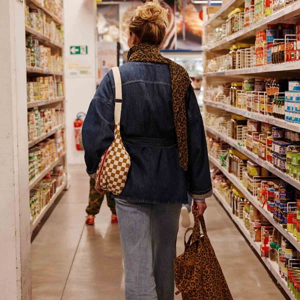 Sac banane Damier Washed et Caramel