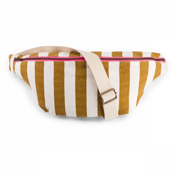 Sac banane Rayures Ecru et Caramel