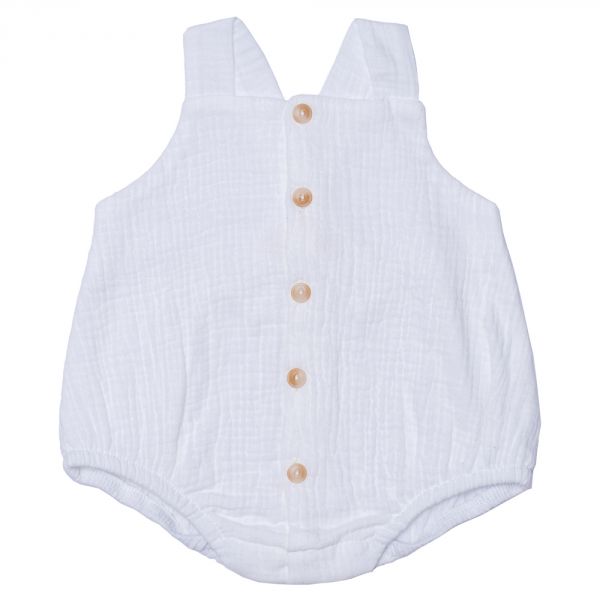 Barboteuse en gaze de coton blanc  - 6 mois