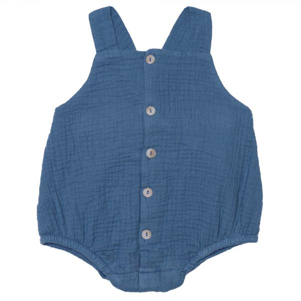 Barboteuse garçon en gaze de coton pierre bleue - 3 mois