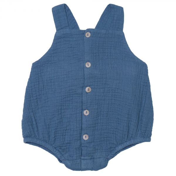 Barboteuse en gaze de coton pierre bleue - 6 mois