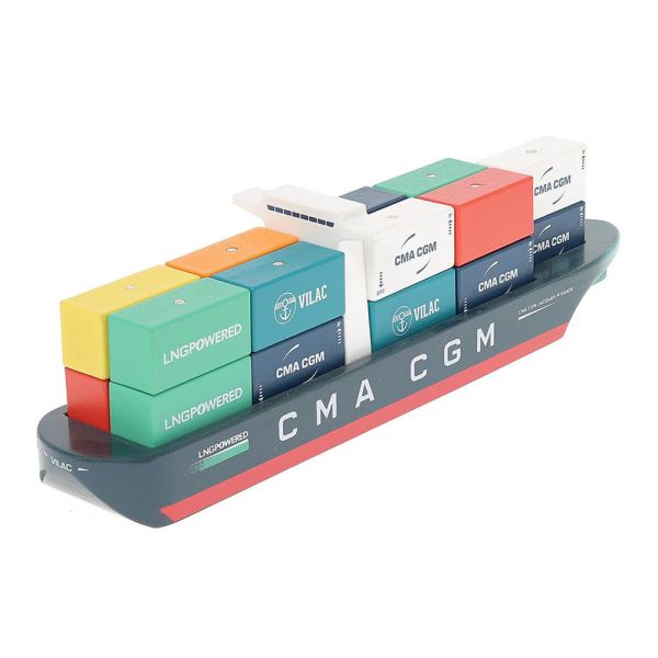 Jouet en bois pour enfant Bateau porte-conteneurs Jacques Saadé