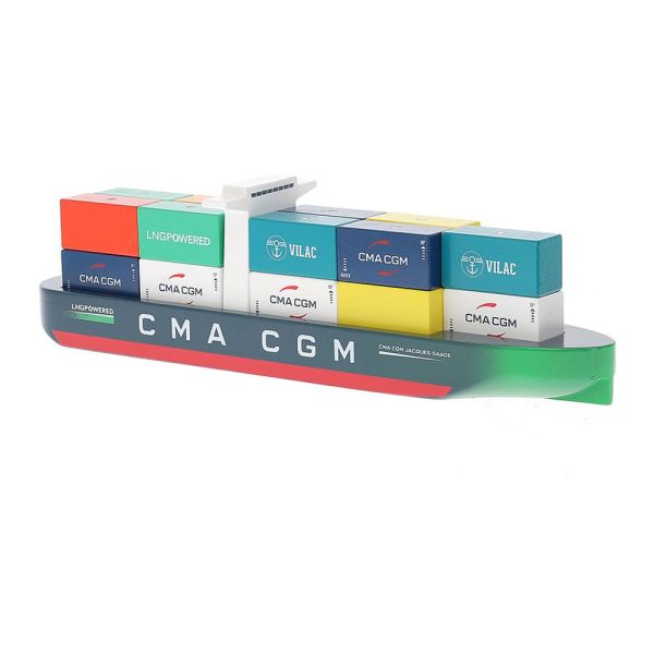 Jouet en bois pour enfant Bateau porte-conteneurs Jacques Saadé