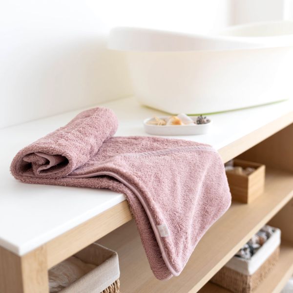 Cape de bain bébé 75x75 cm Terry Rose poudré