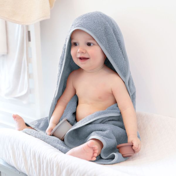 Cape de bain bébé 75x75 cm Terry Stone blue