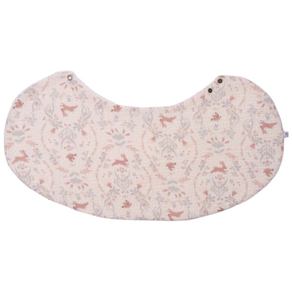 Bavoir 2 en 1 bi-matière (poncho/ épaule) jardin enchanté/ ivoire