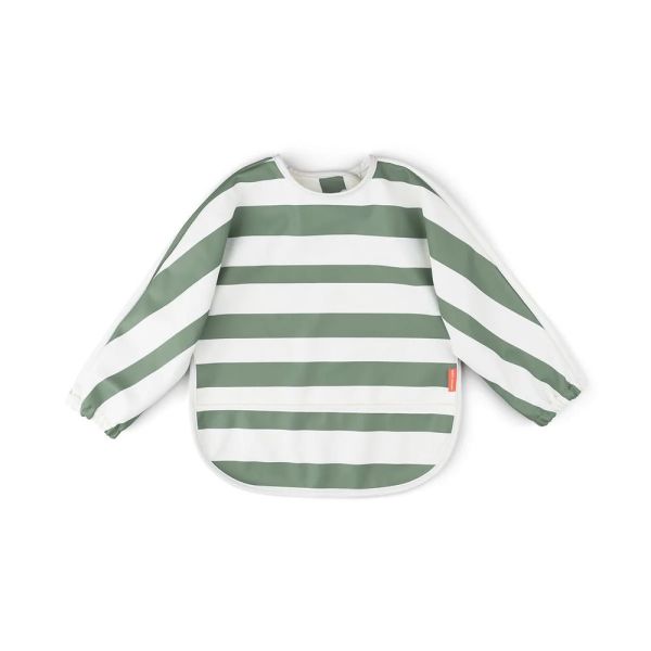 Bavoir à manches avec poche Stripes Vert